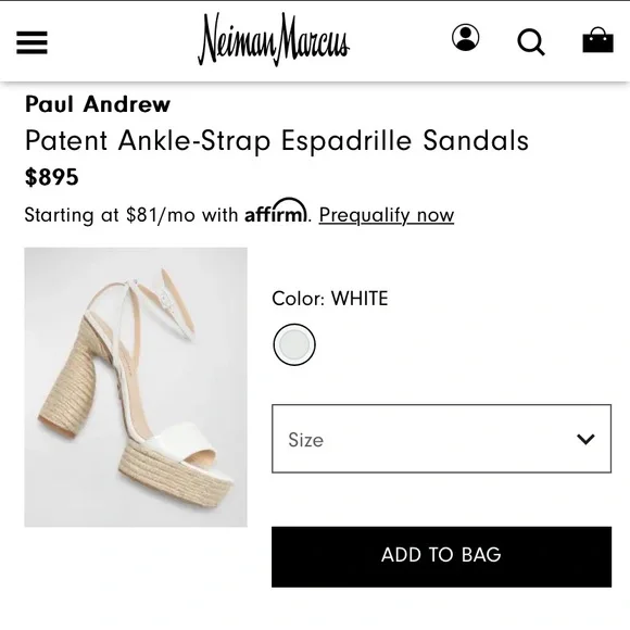 NWT Paul Andrew patent leather square toe strappy espadrille platform sandals